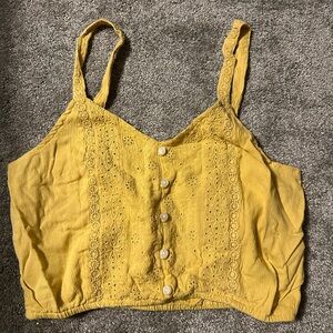 American Eagle Outfitters Mustard Button-Front Crop Top